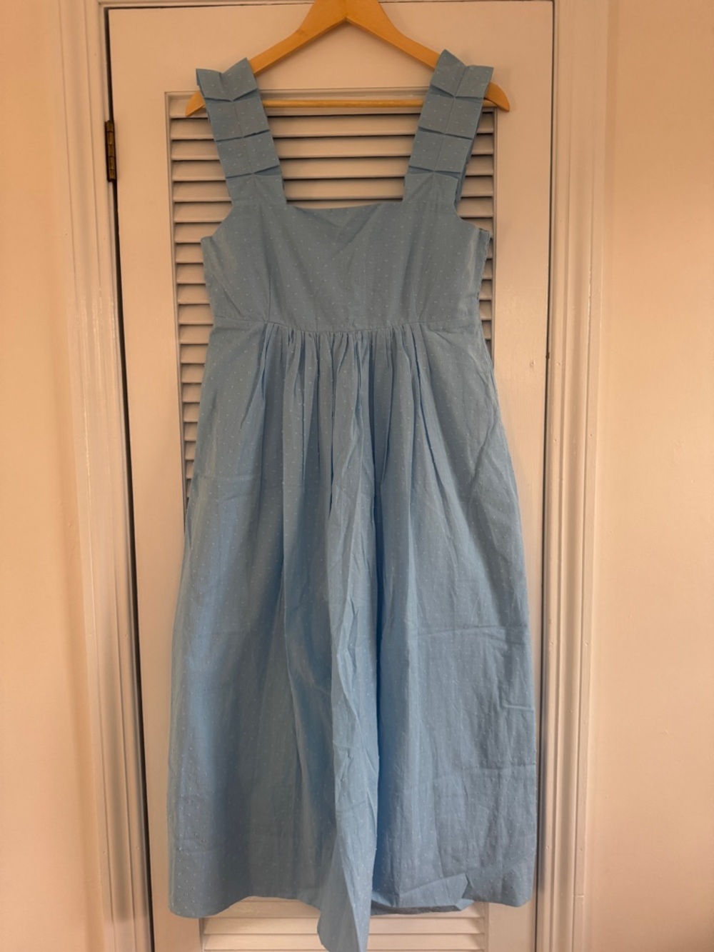 Light Blue Sleeveless Ruffle-Strap Midi Dress - Picture 4 of 5